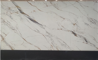 Kungfu Stone Wholesale Printed Golden White Quartz Slabs