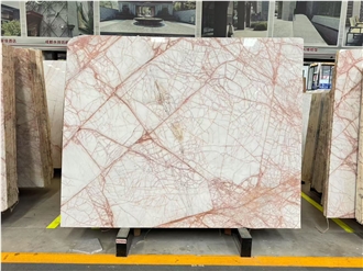China Spider Red Line White Jade Marble