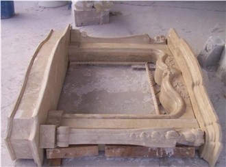 Puebla Beige Travertine Fireplace Mantel