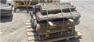 Rustic Brown Red Basalt Columns Pillars In Garden Decor