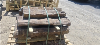 Rustic Brown Red Basalt Columns Pillars In Garden Decor