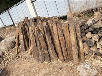 Rustic Brown Red Basalt Columns Pillars In Garden Decor
