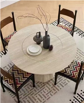 Super White Travertine Dining Table For Restaurant And Homes