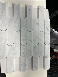 Water-Jet Inlay Chipped Carrara Mosaic Pattern For Bathroom