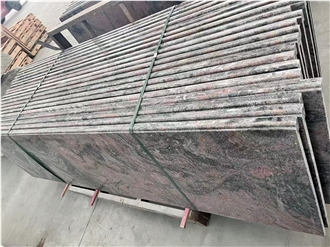 Juparana Red Granite Slabs Rich Color Layers Dramatic Aesthetic