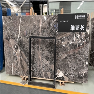 Silver Breccia Marble Slabs Dynamic Veining