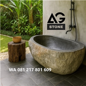 Basaltic River Stone Bathtub