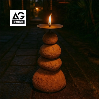 River Stone Candle Stand Home Decor Products