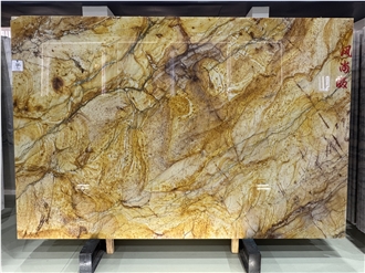 Apache Yellow Brazil Polished Quartzite Slabs For Bathroom