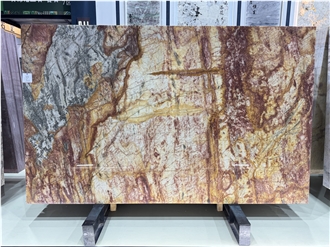 Damask Red Brazil Quartzite Slabs For Bathroom Wall