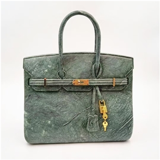 Carved Green Marble Bag Sculptures