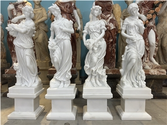 European Lady White Marble Angel Sculptures