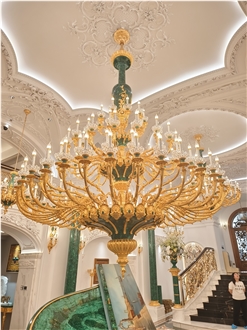 Green Malachite Stone Golden Chandeliers Interior Lamps