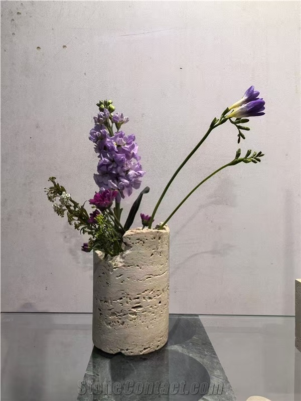 Travertine Interior Vases Stone Flower Pot