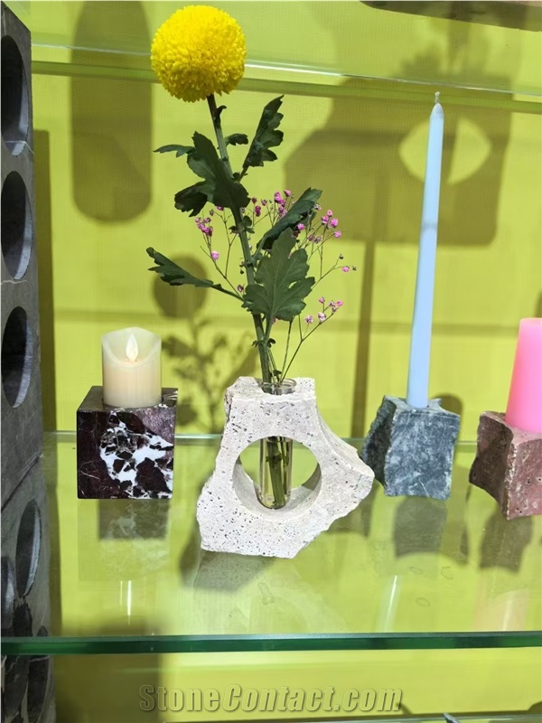 Travertine Interior Vases Stone Flower Pot