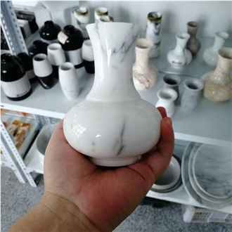 Volakas White Marble Stone Interior Vase Home Decor Product