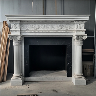 JSY Bianco Carrara Marble Fireplace