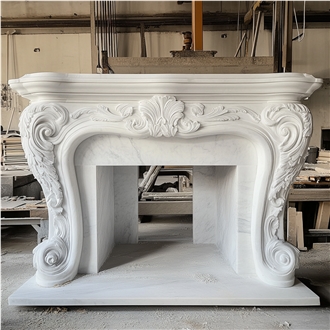 JSY Bianco Carrara Marble Fireplace Mantel