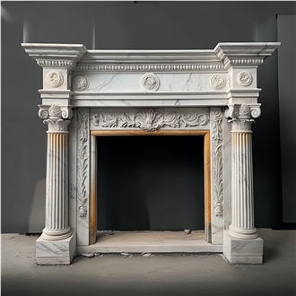JSY Crystal White Marble Fireplace
