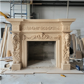 JSY Royal Batticino Marble Fireplace Frame