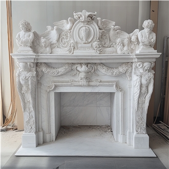 JSY Yugoslavia White Marble Fireplace Frame
