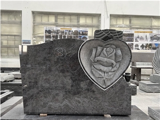 Bahama Blue Granite Rose Carving Serp Top Monument