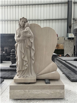 Beige Quartize Handcarved Maria And Jesus Monument