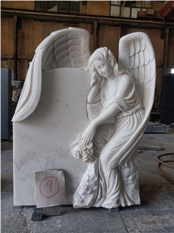 China Hunan White Marble Angel With Wings Headstone