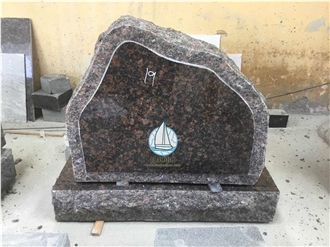 Mahogany Granite Headstones Boulder Design