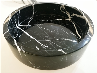 Nero Marquina Marble Deep Round Bowls Basin