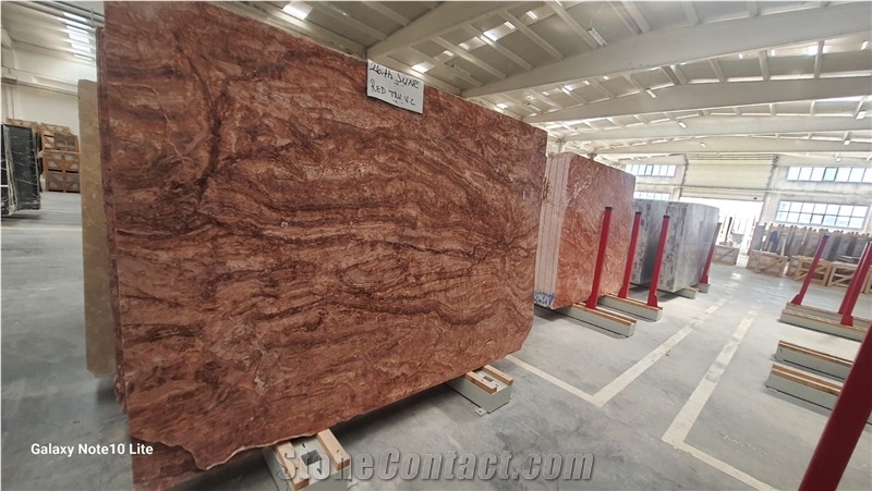 Red Travertine Vein Cut Slabs
