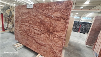 Red Travertine Vein Cut Slabs