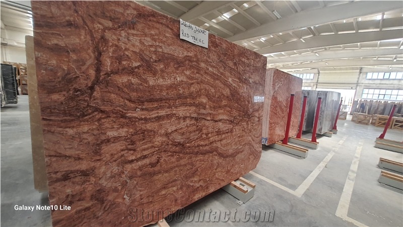 Red Travertine Vein Cut Slabs