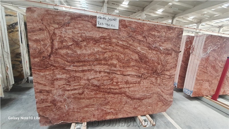 Red Travertine Vein Cut Slabs