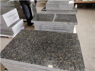 Dark Green Mottled Granite Tiles, Slabs