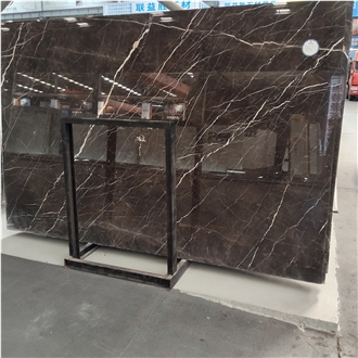 Kungfu Stone Gold Inlaid With Jade Brown Marble Slabs