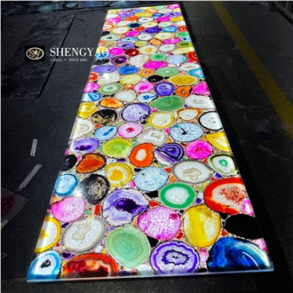 Wholesale Colorful Translucent Agate Semiprecious Stone Slab