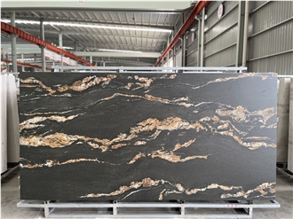 Golden Silk Sintered Stone Slabs JPA1632CY0015N Black