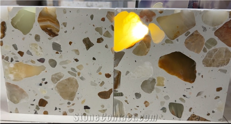 Light Transmitting Terrazzo  Bathroom Tiles Terrazzo Wall