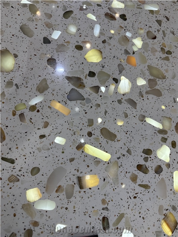 Light Transmitting Terrazzo Translucent  Terrazzo Slabs