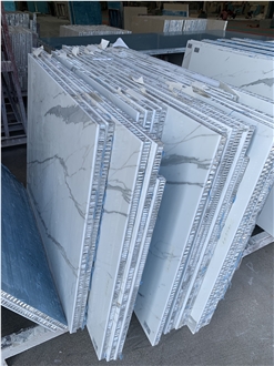 Calacatta White Marble Aluminated Honeycomb Panels
