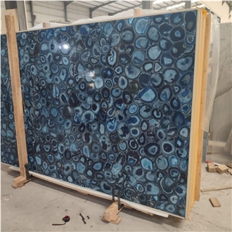 Luxury Blue Agate Semiprecious Stone Slabs