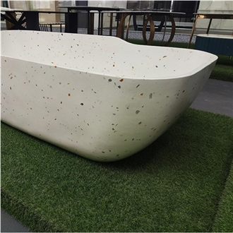 White Terrazzo Freestanding Bathtub