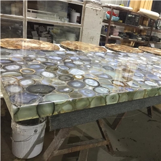 YUANDA Semi-Precious Backlit Agate Solid Surface Table Tops