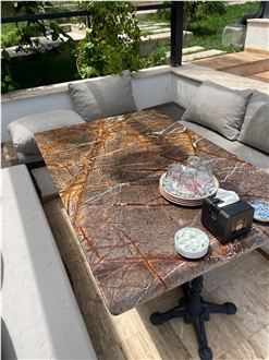 Rainforest Brown Marble Table Tops