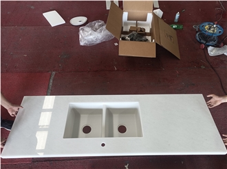 Mordern Design Ariston White Marble Double Sink Kitchen Countertop