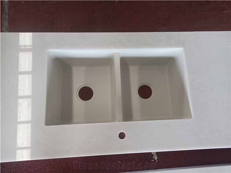 Mordern Design Ariston White Marble Double Sink Kitchen Countertop