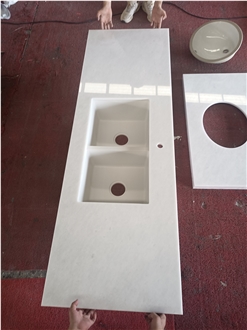Mordern Design Ariston White Marble Double Sink Kitchen Countertop