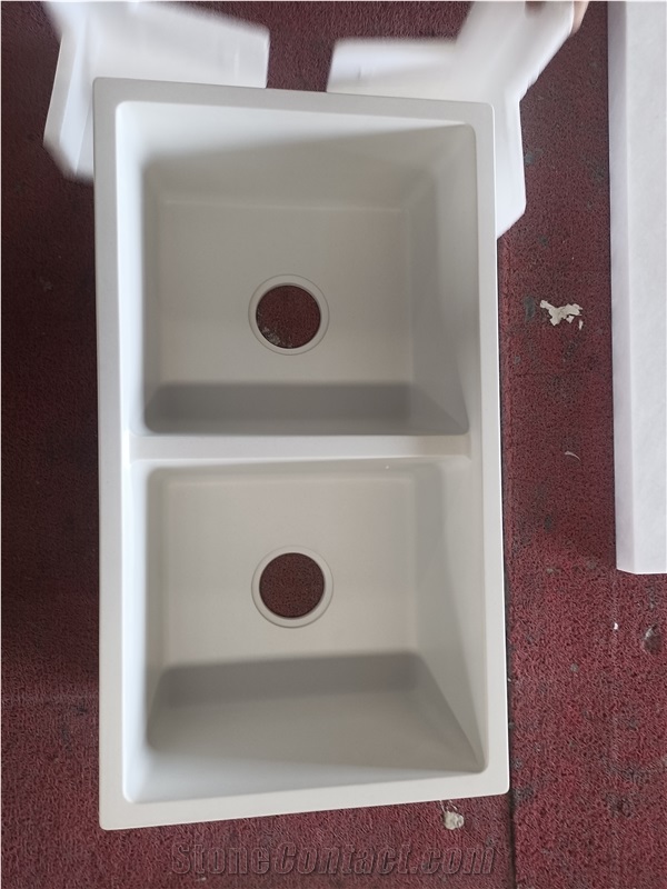 Mordern Design Ariston White Marble Double Sink Kitchen Countertop