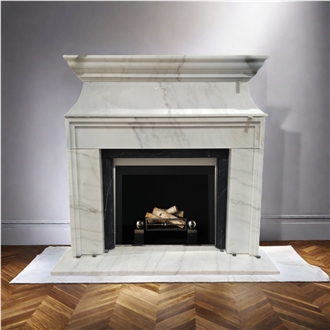 Guangxi White Marble Modern Style Indoor Fireplace Mantel